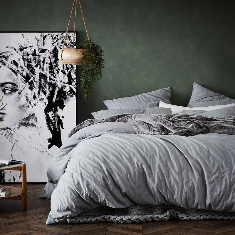 Zena Quilt Cover in Steel