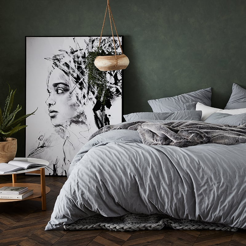 Zena Quilt Cover in Steel