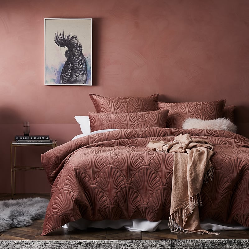 Lavaniya Quilted Velvet Quilt Cover in Rose Quartz