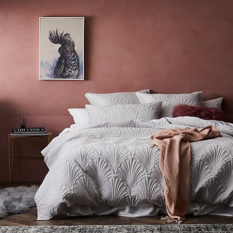 Lavaniya Quilted Velvet Quilt Cover in Silver
