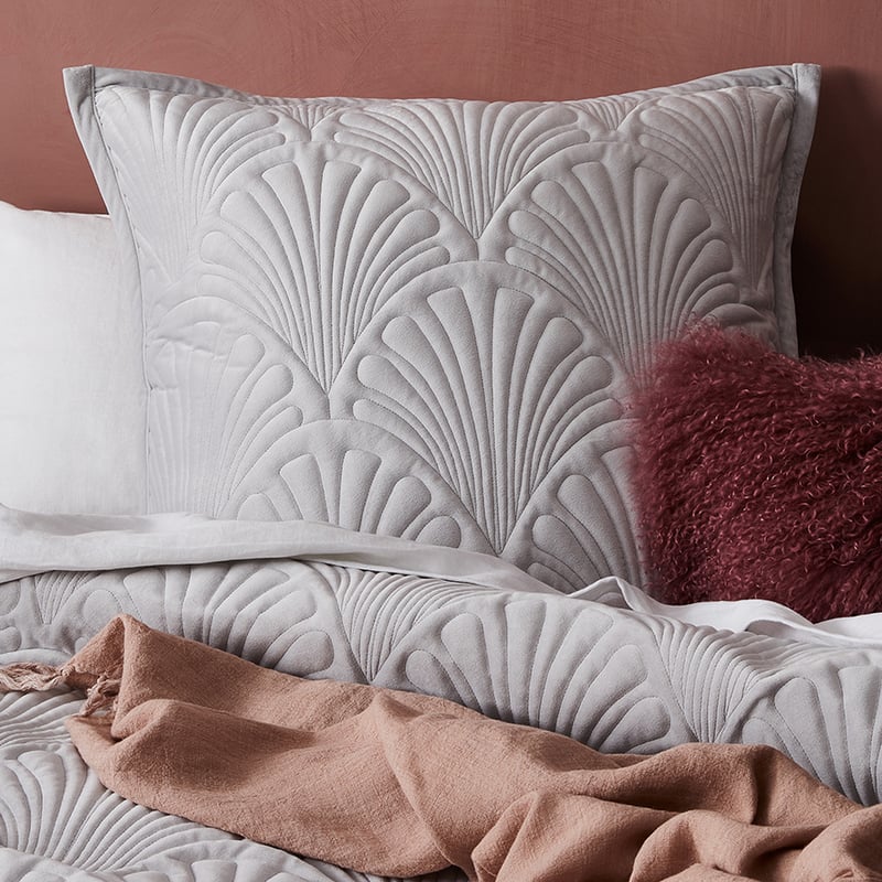 Lavaniya Quilted Velvet Quilt Cover in Silver