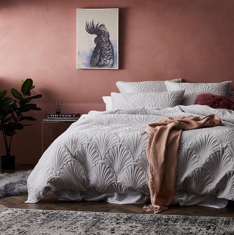 Lavaniya Quilted Velvet Quilt Cover in Silver