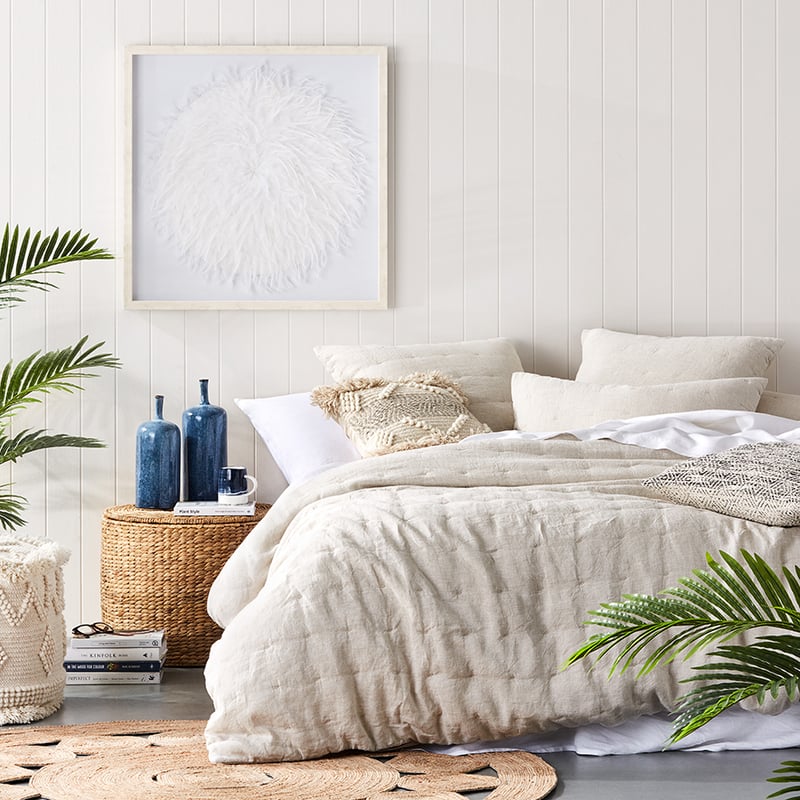 Vintage Washed Linen Quilted Quilt Cover Linen