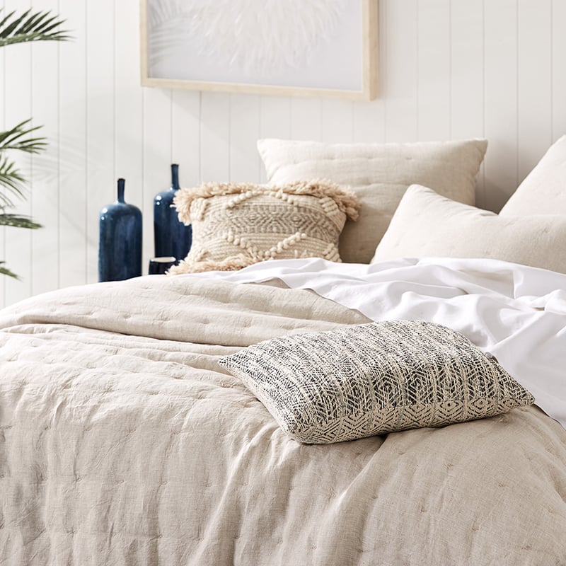 Vintage Washed Linen Quilted Quilt Cover Linen