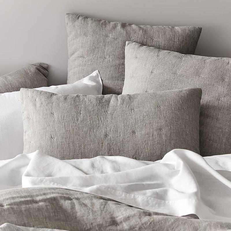 Vintage Washed Linen Quilted Grey Marle Quilt Cover