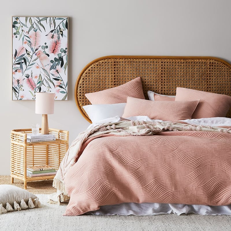 Ripple Quilted Dusty Pink Quilt Cover