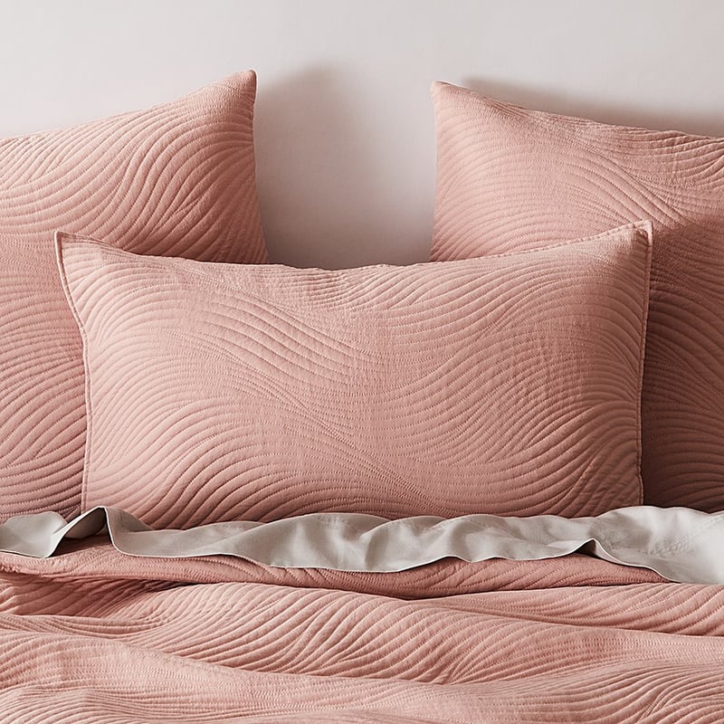 Ripple Quilted Dusty Pink Quilt Cover