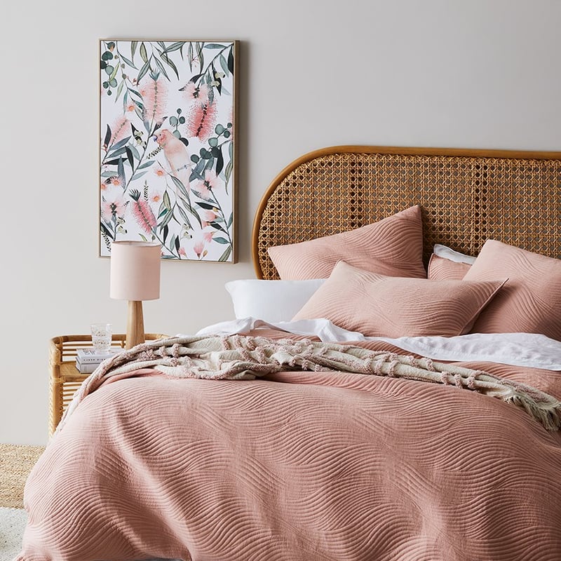 Ripple Quilted Dusty Pink Quilt Cover