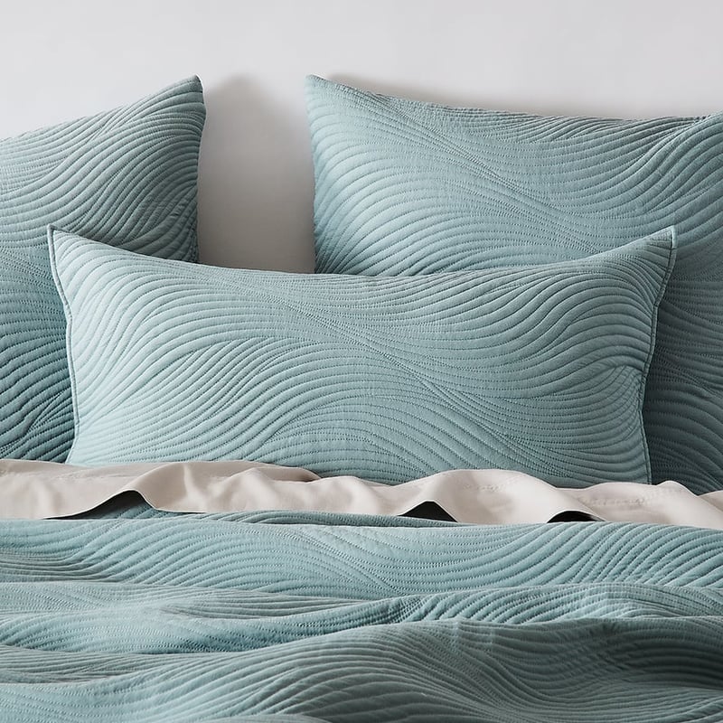 Ripple Quilted Sage Quilt Cover