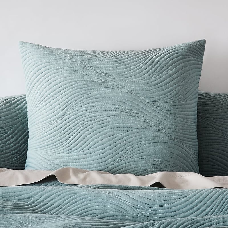 Ripple Quilted Sage Quilt Cover