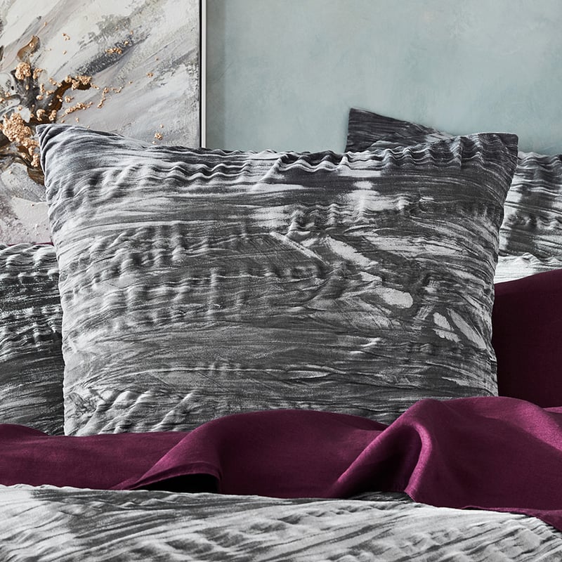 Crinkled Velvet Silver Quilt Cover