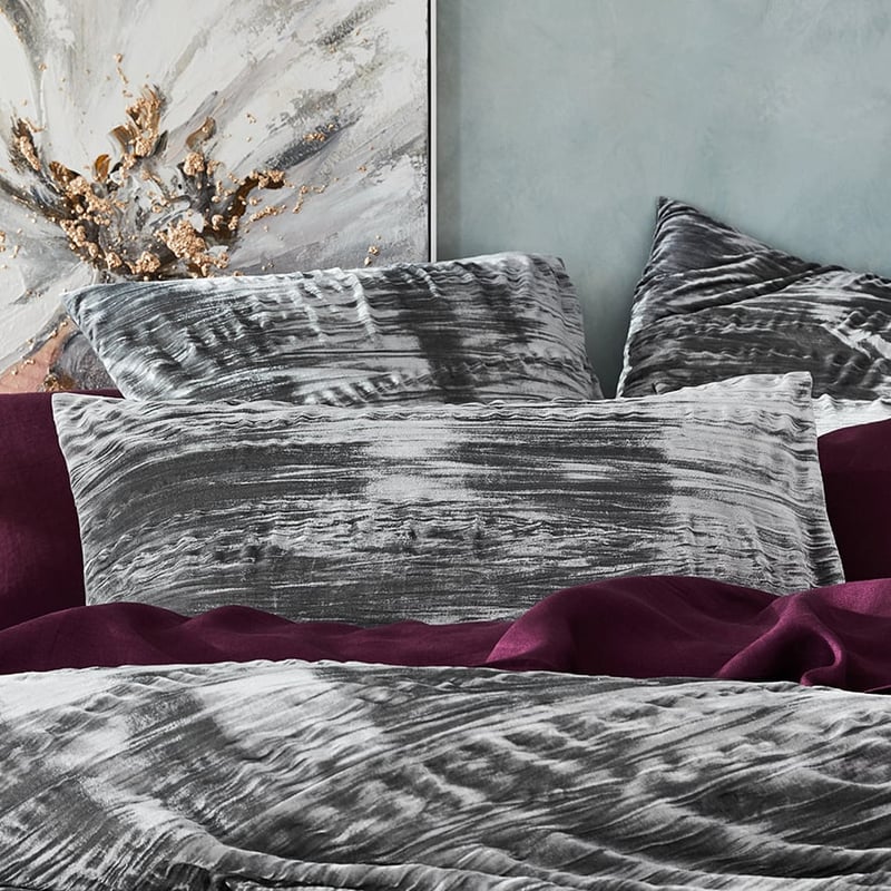 Crinkled Velvet Silver Quilt Cover