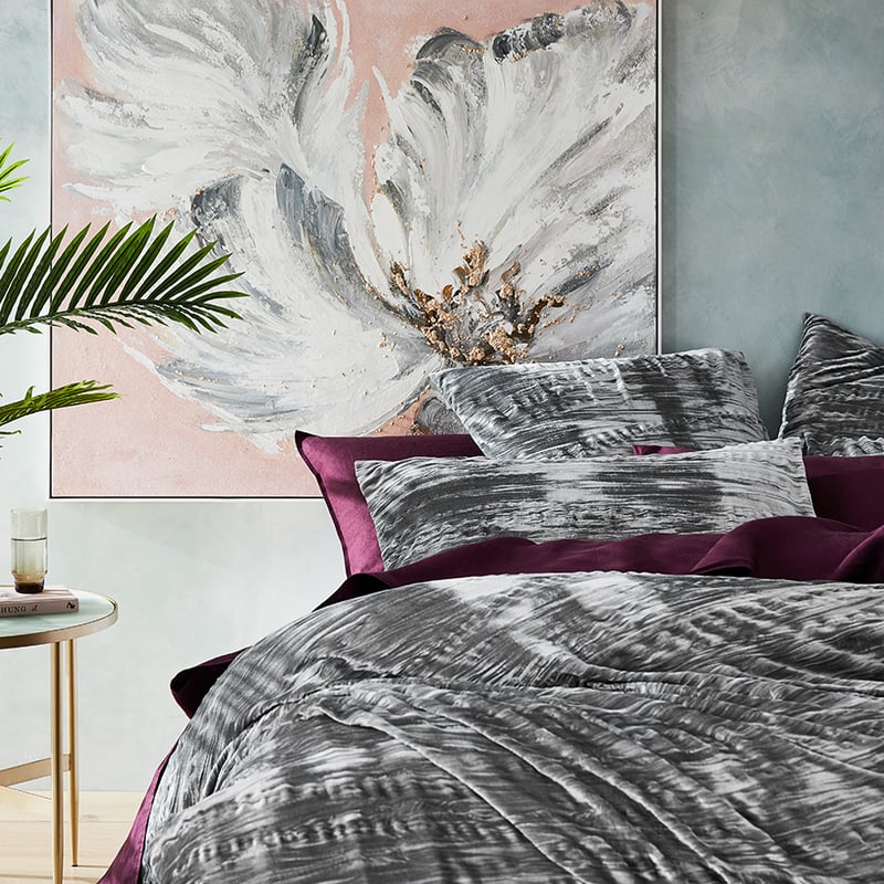 Crinkled Velvet Silver Quilt Cover