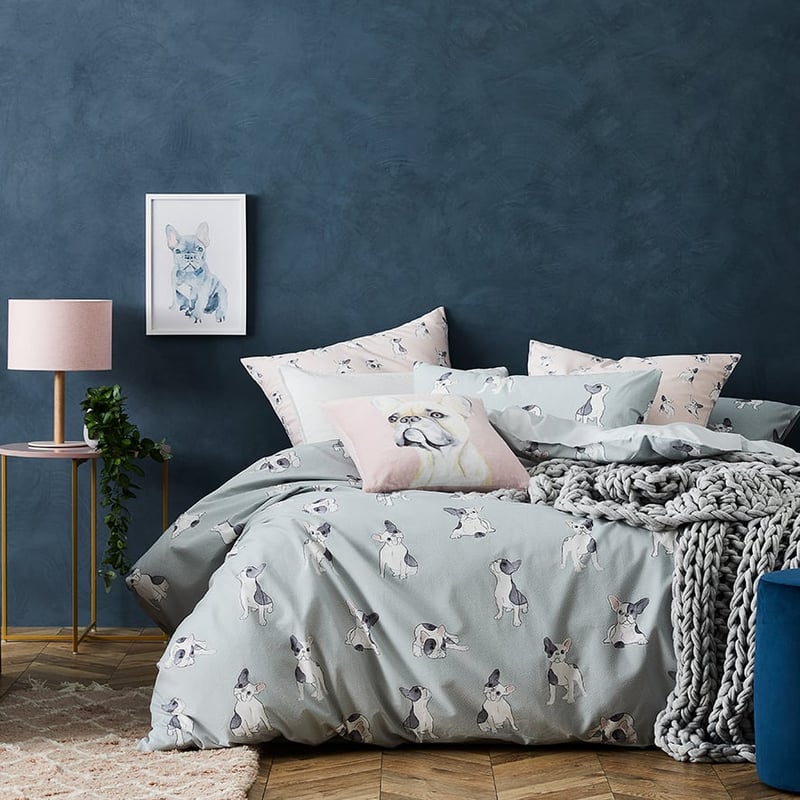 Frenchie Quilt Cover Set Sage