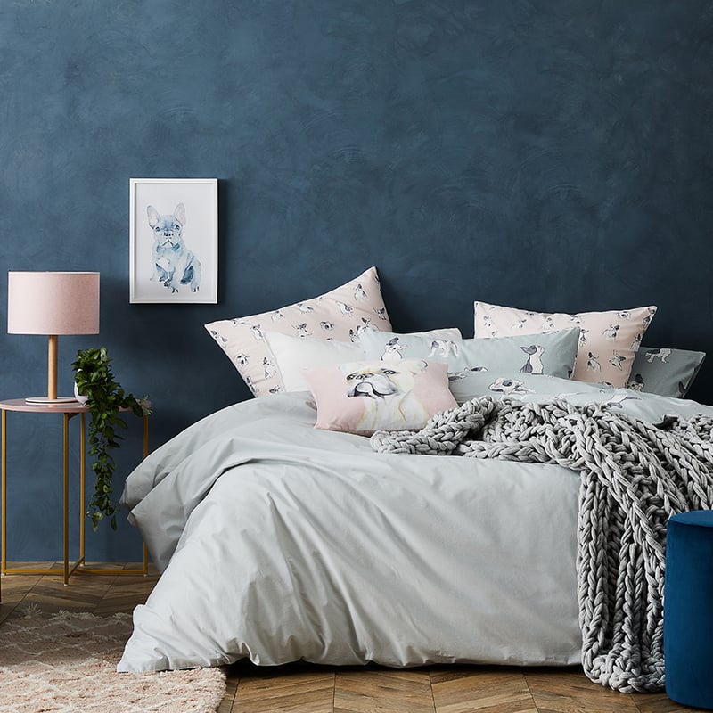 Frenchie Quilt Cover Set Sage