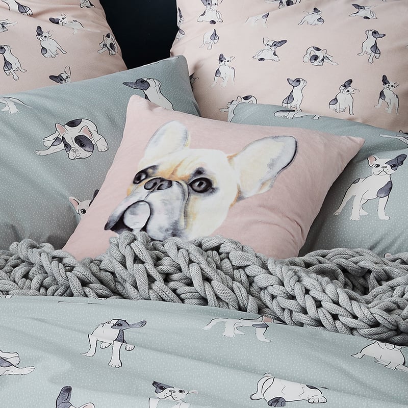 Frenchie Quilt Cover Set Sage
