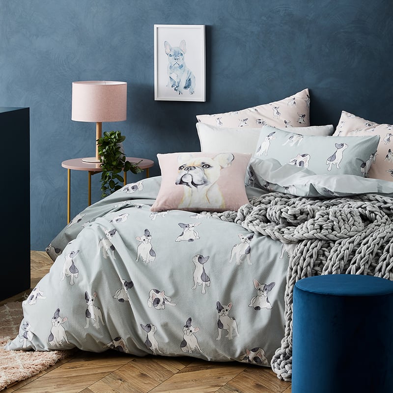 Frenchie Quilt Cover Set Sage