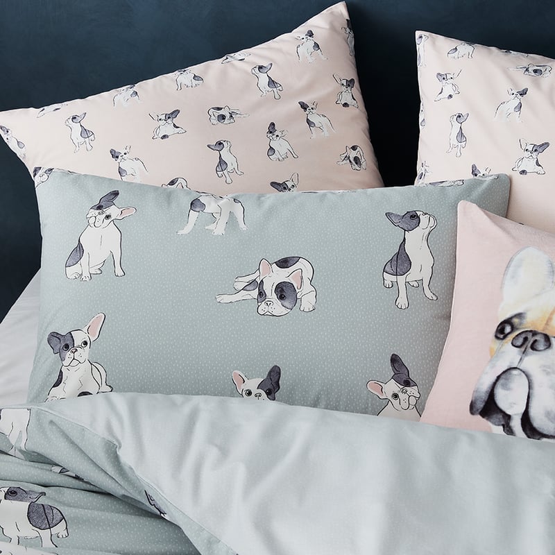 Frenchie Quilt Cover Set Sage