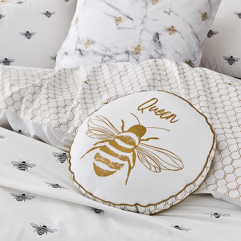 Queen Bee White Quilt Cover Set