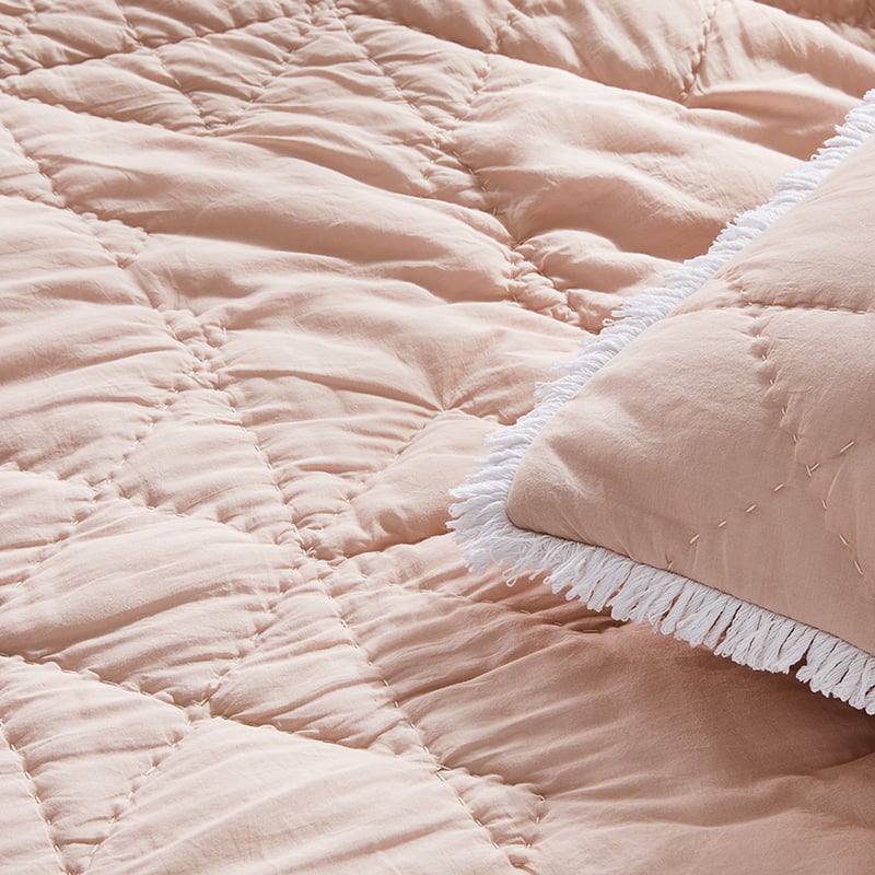 Amelie Quilted Pale Pink Quilt Cover