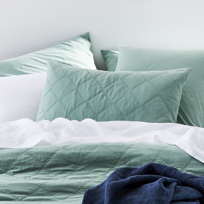 Stonewashed Cotton Greenery Coverlet