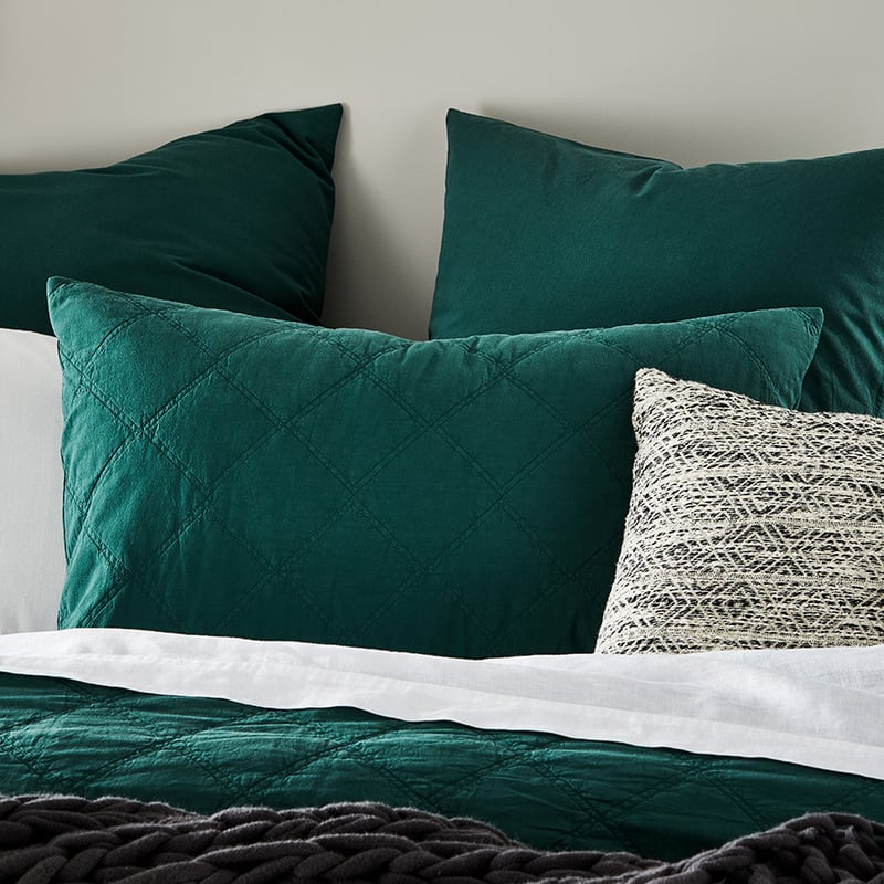 Stonewashed Cotton Lagoon Quilted Coverlet