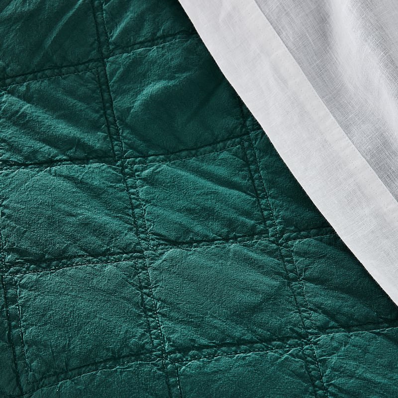 Stonewashed Cotton Lagoon Quilted Coverlet