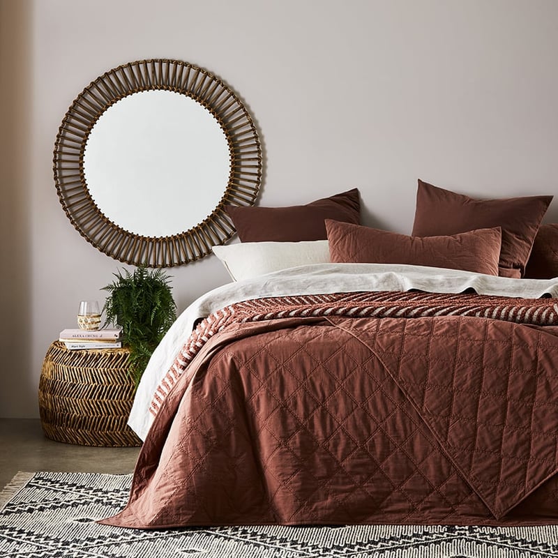 Stonewashed Cotton Mahogany Quilted Coverlet