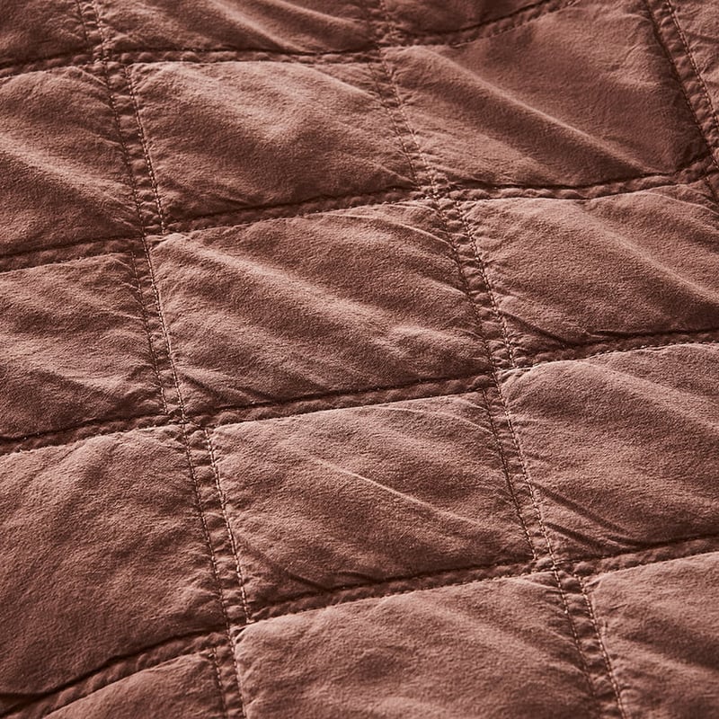 Stonewashed Cotton Mahogany Quilted Coverlet