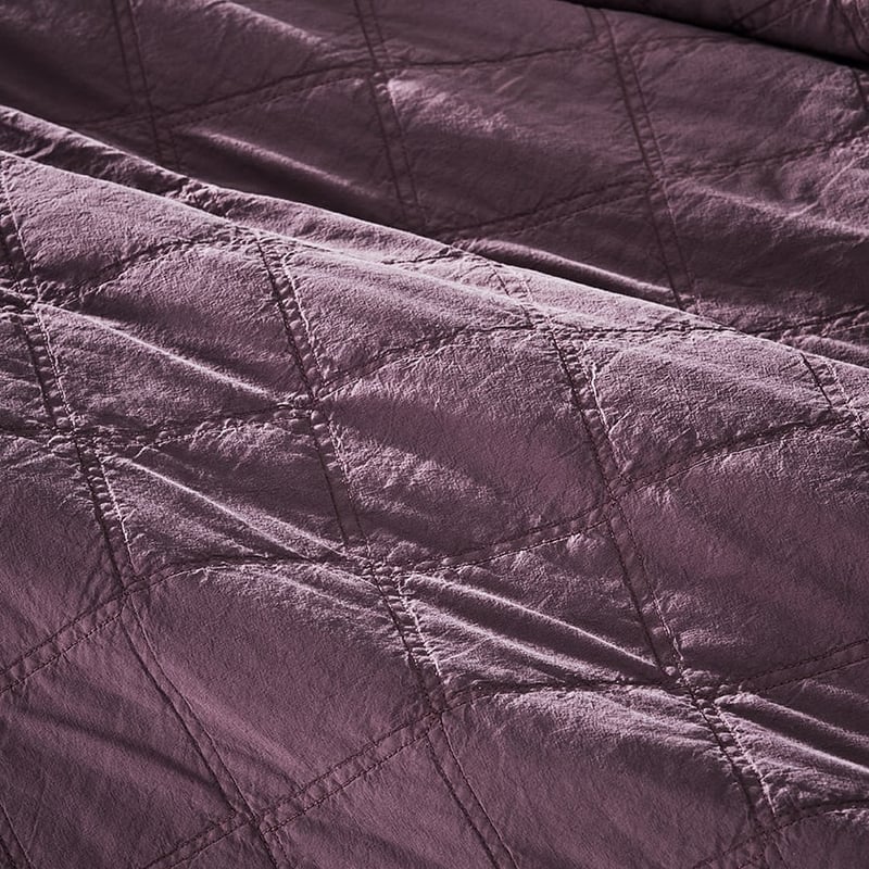 Stonewashed Cotton Mauve Quilted Coverlet
