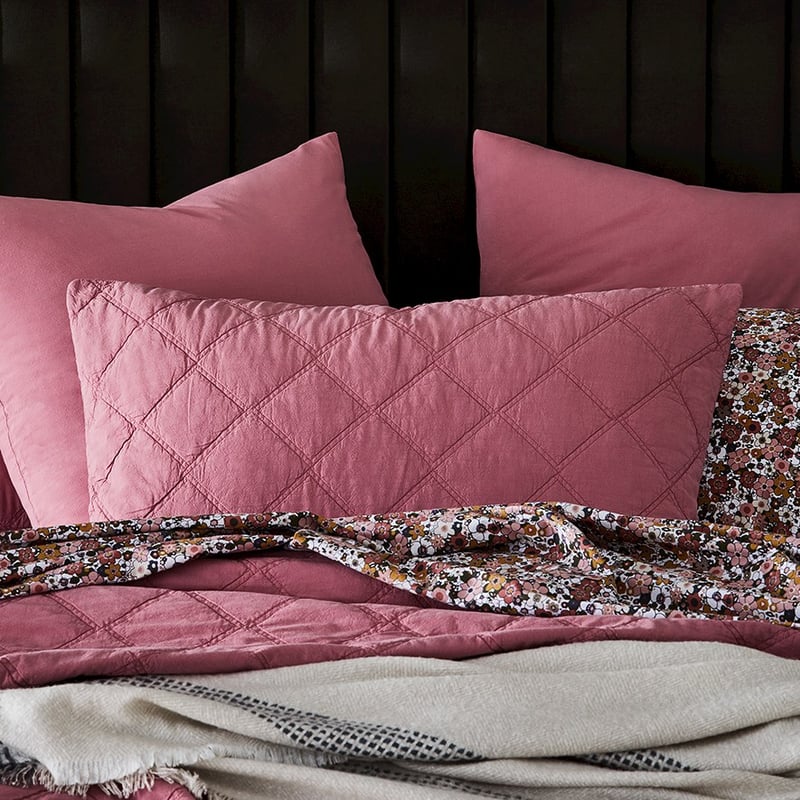 Stonewashed Cotton Berry Quilted Coverlet 