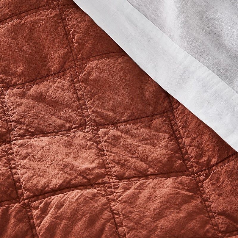 Stonewashed Cotton Clay Quilted Coverlet
