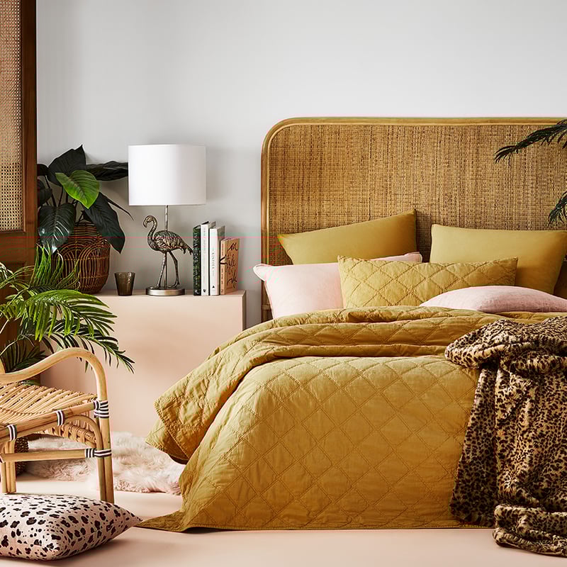 Stonewashed Cotton Dijon Coverlet