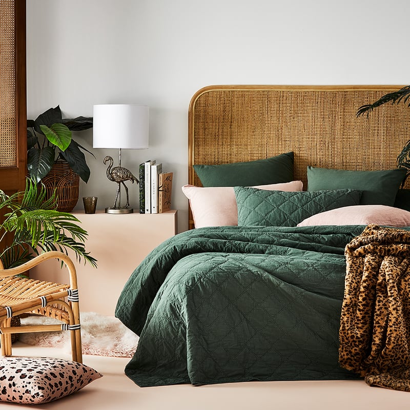 Stonewashed Cotton Forest Coverlet