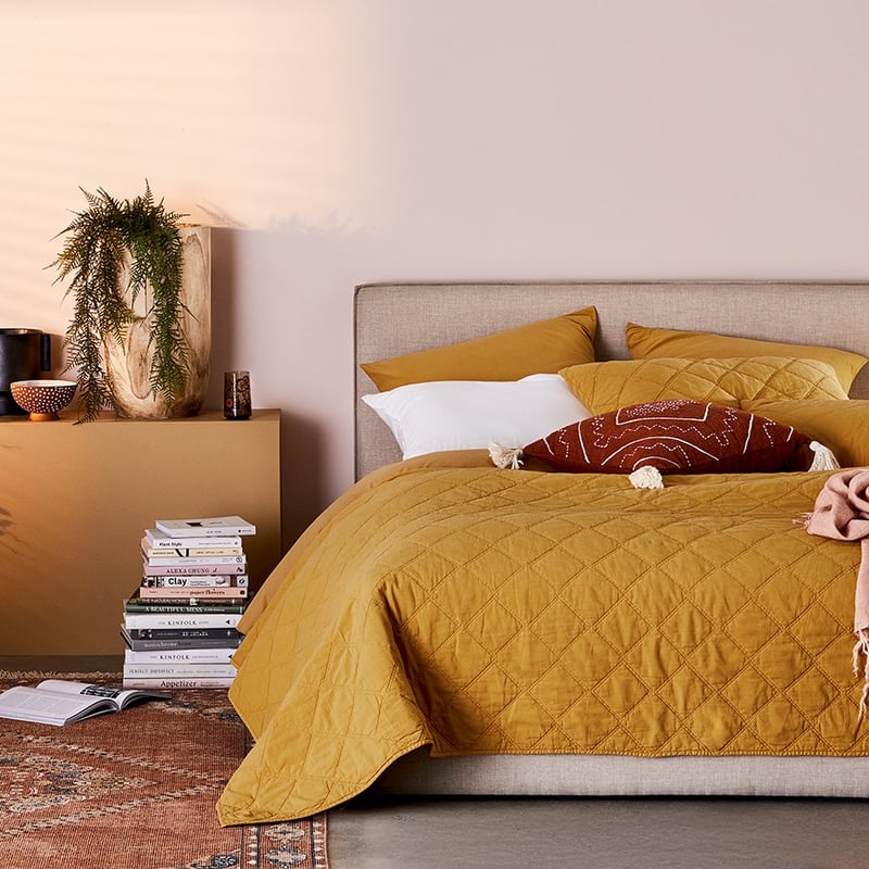 Stonewashed Cotton Quilted Spice Coverlet