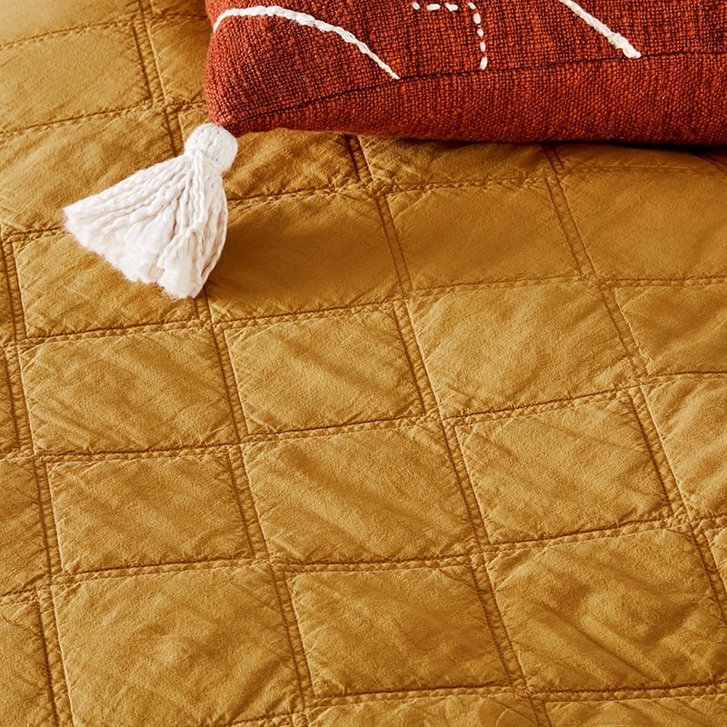 Stonewashed Cotton Quilted Spice Coverlet