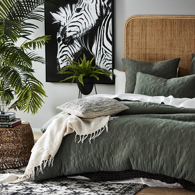 Seoul Jersey Quilted Olive Quilt Cover