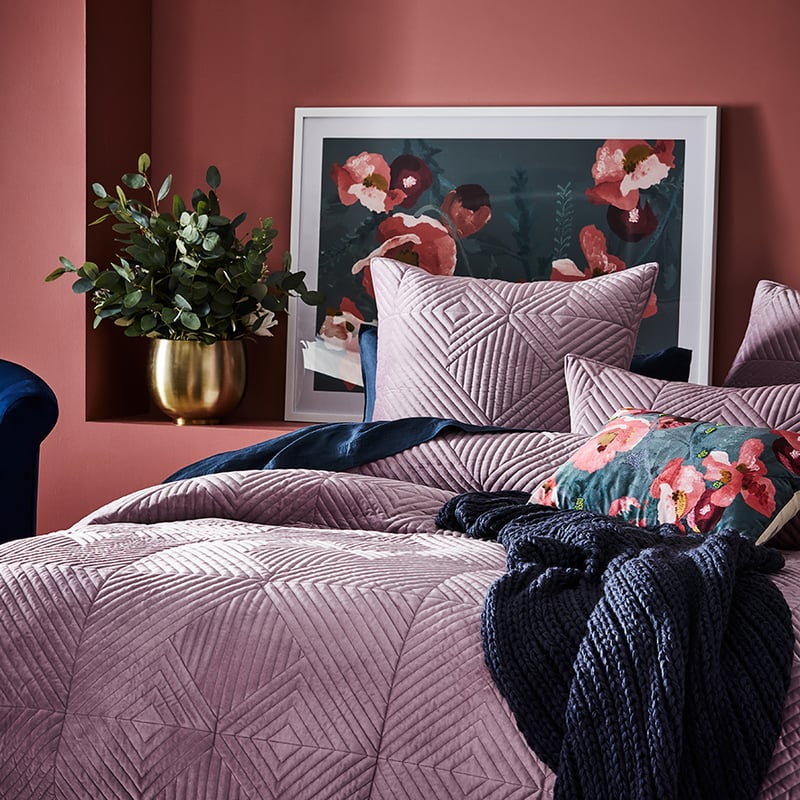 Newport Quilted Velvet Blossom Quilt Cover