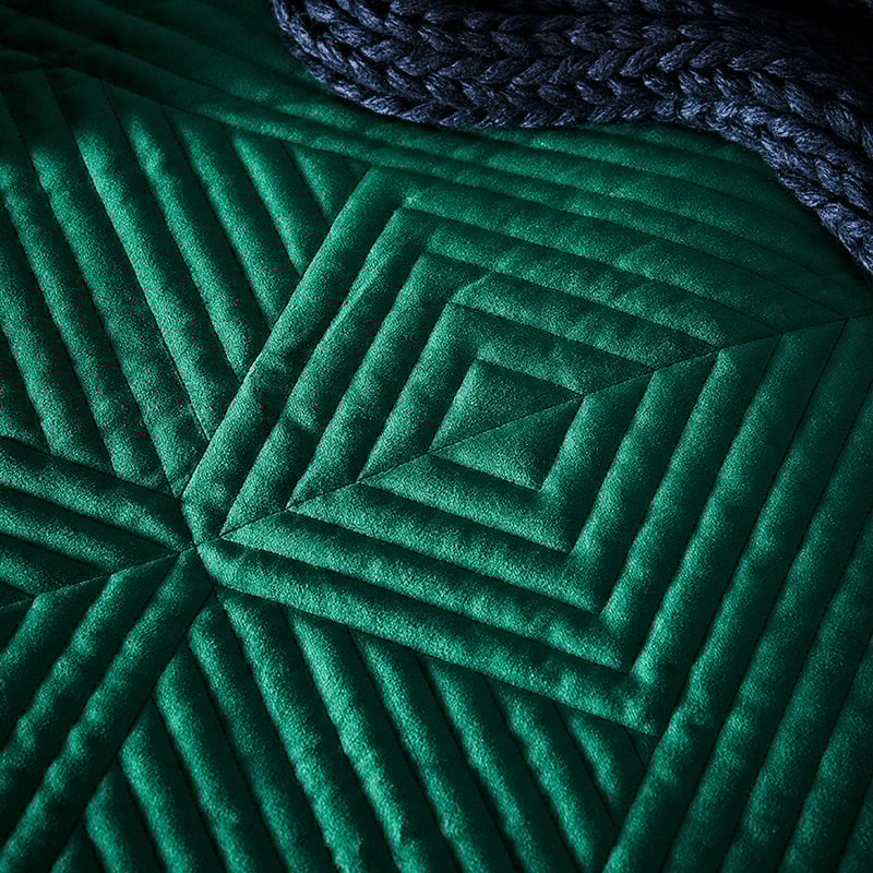 Newport Quilted Velvet Emerald Quilt Cover
