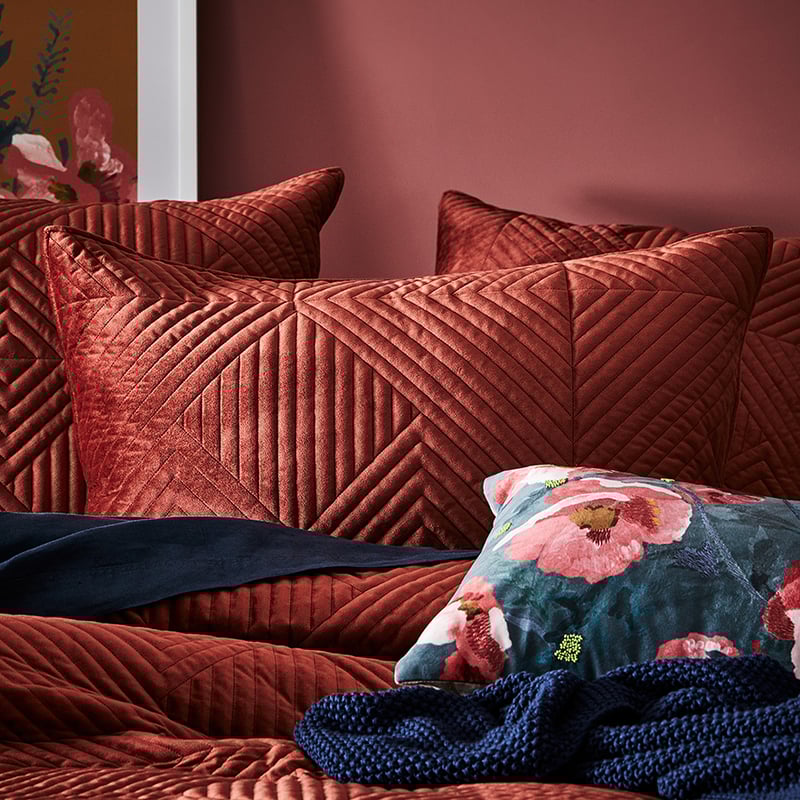 Newport Quilted Velvet Paprika Quilt Cover