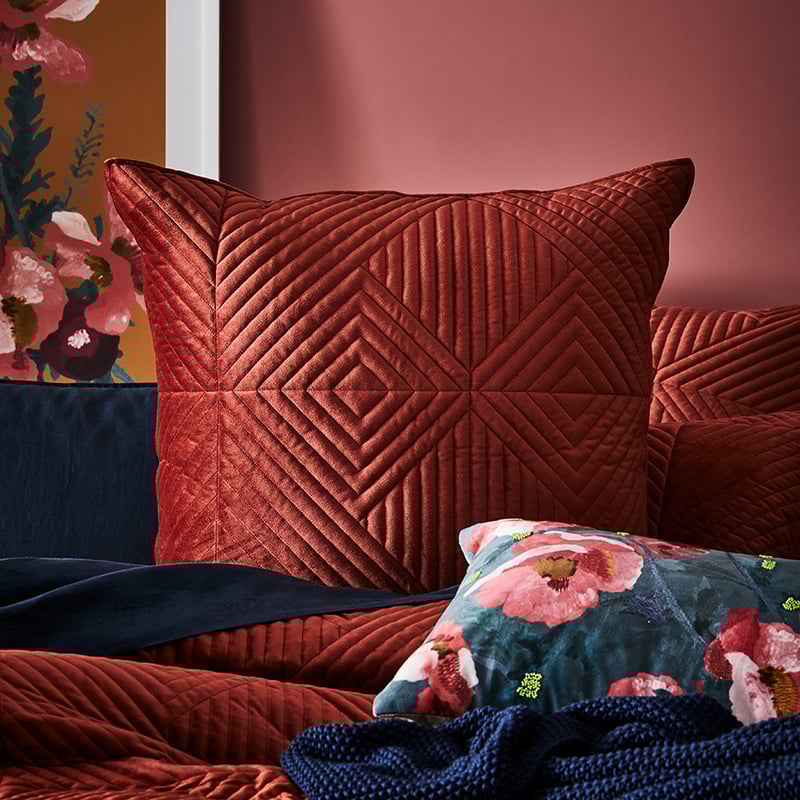Newport Quilted Velvet Paprika Quilt Cover