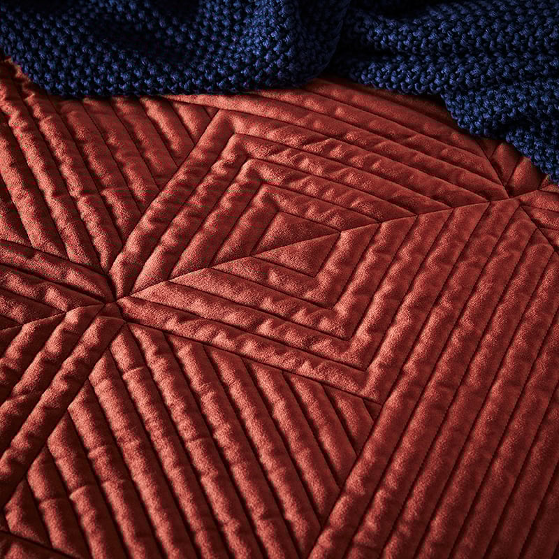 Newport Quilted Velvet Paprika Quilt Cover