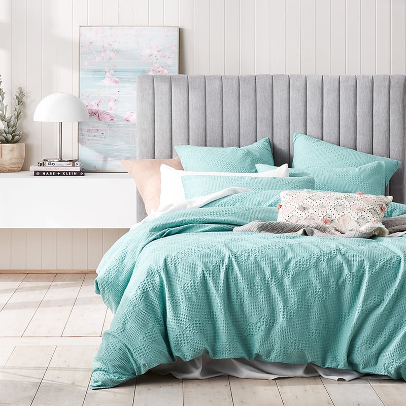 Capri Waffle Aqua Quilt Cover Set