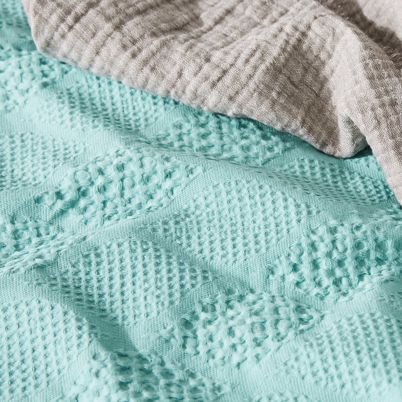 Capri Waffle Aqua Quilt Cover Set