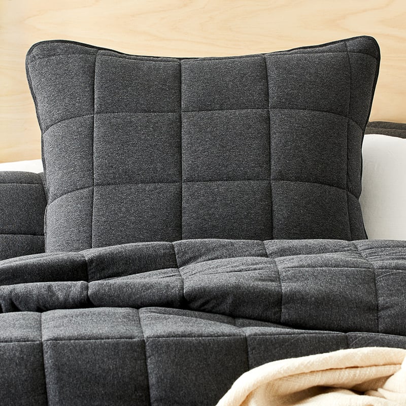 Ultra Soft Jersey Quilted Coverlet Black Marble