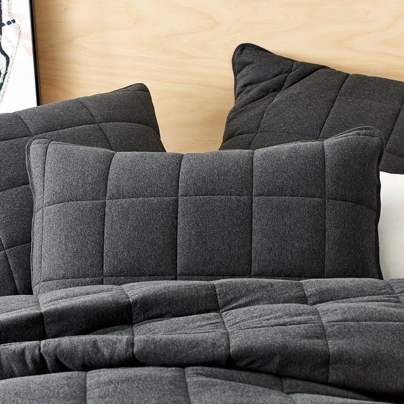 Ultra Soft Jersey Quilted Coverlet Black Marble