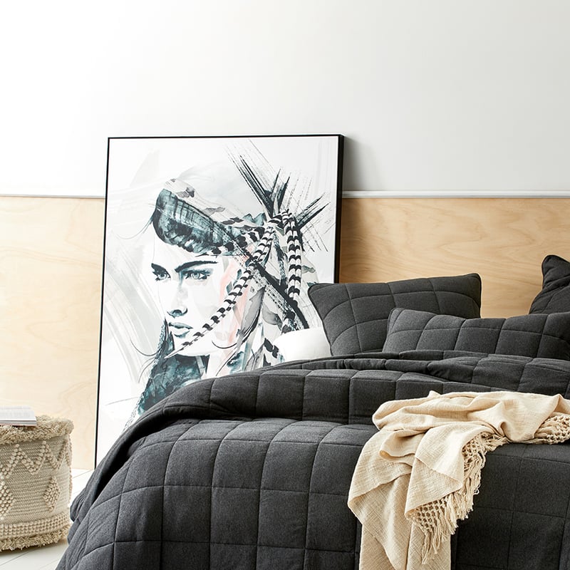 Ultra Soft Jersey Quilted Coverlet Black Marble