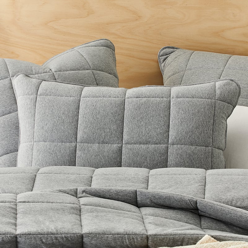 Ultra Soft Jersey Quilted Coverlet Grey Marble