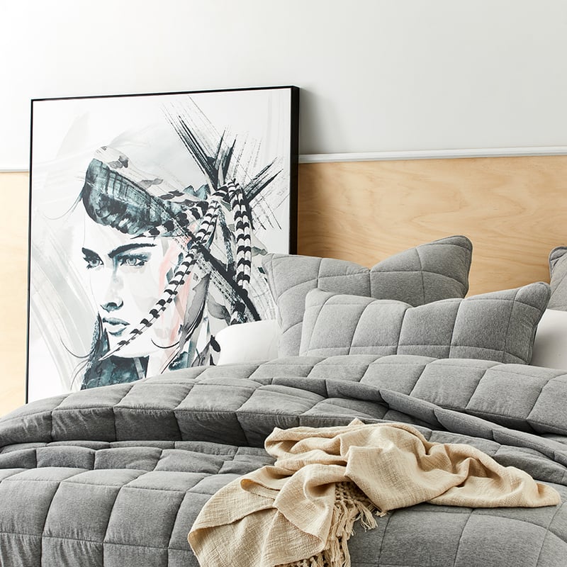 Ultra Soft Jersey Quilted Coverlet Grey Marble