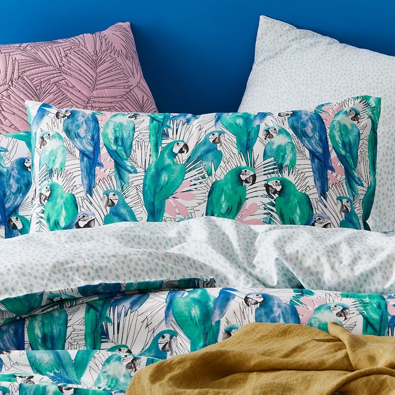 Pedro Parrot Aqua Quilt Cover Set